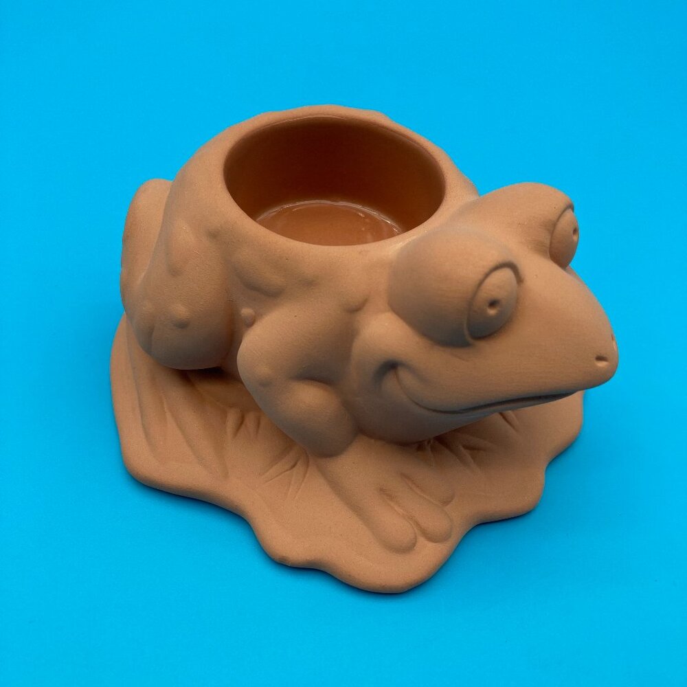 Vintage PartyLite Terra Cotta Frog Toad Tealight Candle Holder